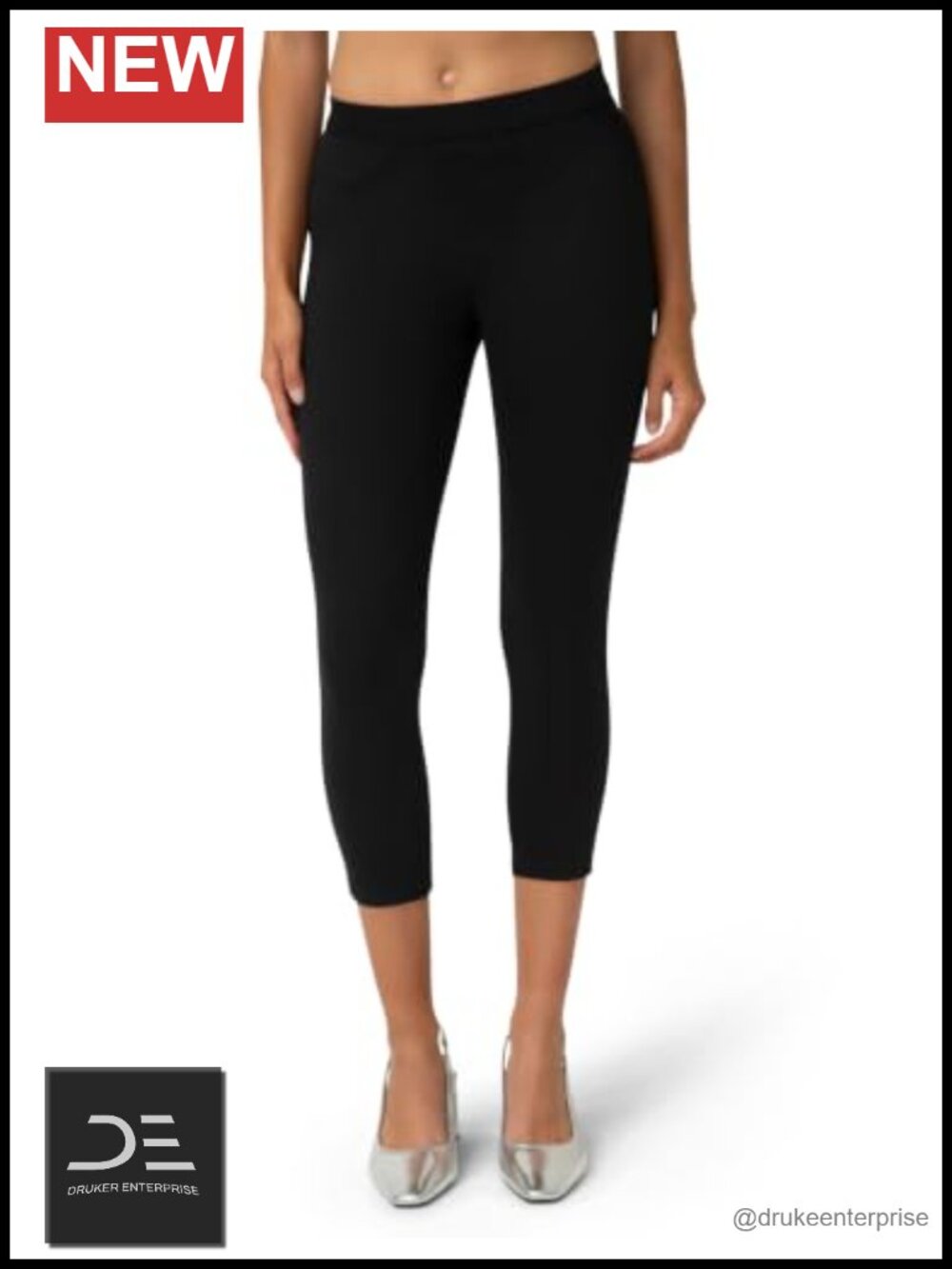 Classic Denim Capri Leggings with Pockets Stretch Pull On